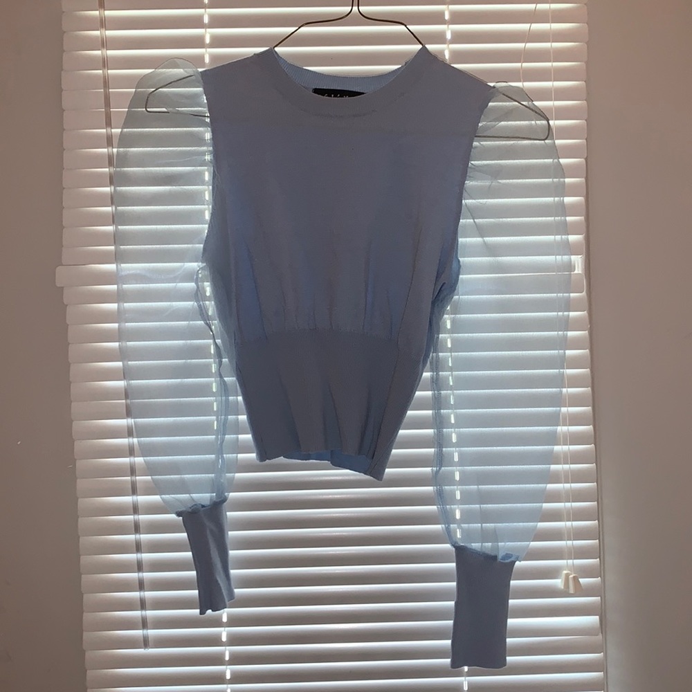 Baby blue puff sleeve shirt